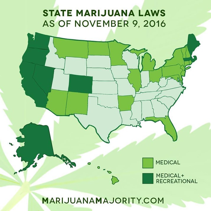 Map Legalized Marijuana States